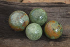Polished Green Chrysoprase Spheres  x 4 From Madagascar - Toprock Gemstones and Minerals 