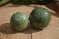Polished Green Chrysoprase Spheres  x 4 From Madagascar - Toprock Gemstones and Minerals 
