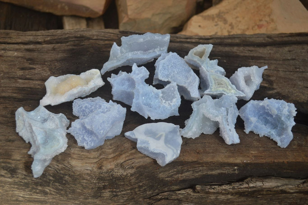 Natural Etched Blue Chalcedony Specimens  x 12 From Nsanje, Malawi - Toprock Gemstones and Minerals 