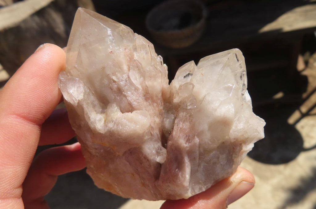 Natural Smokey Phantom Quartz Clusters x 6 From Luena, Congo - Toprock Gemstones and Minerals 