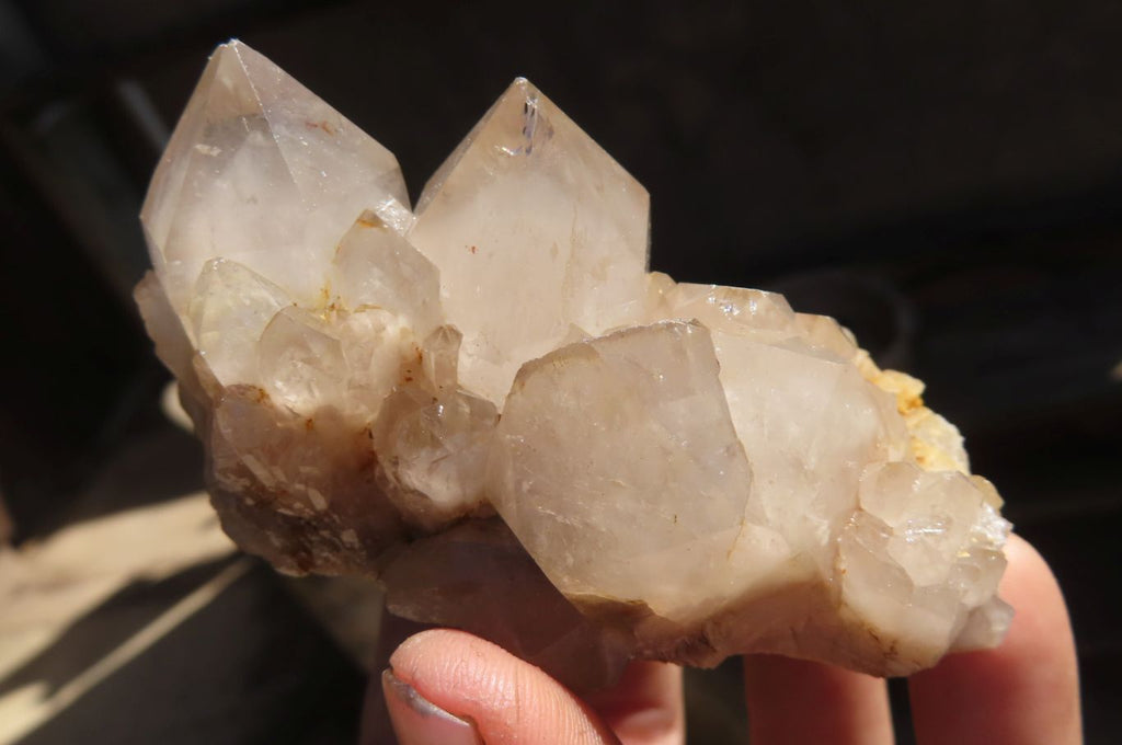 Natural Smokey Phantom Quartz Clusters x 6 From Luena, Congo - Toprock Gemstones and Minerals 