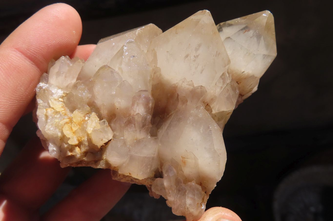 Natural Smokey Phantom Quartz Clusters x 6 From Luena, Congo - Toprock Gemstones and Minerals 