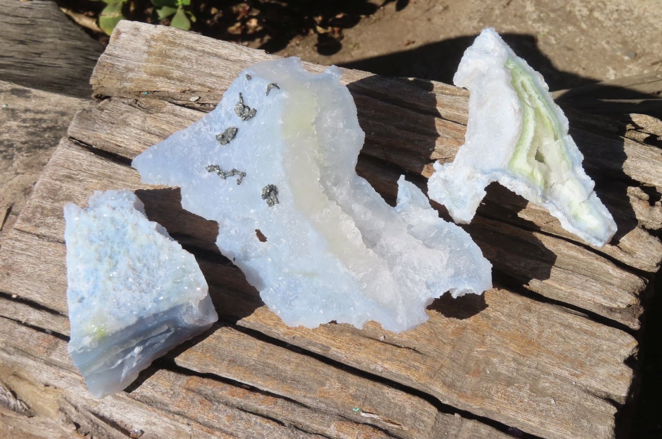 Natural Etched Blue Chalcedony Specimens  x 3 From Nsanje, Malawi - Toprock Gemstones and Minerals 