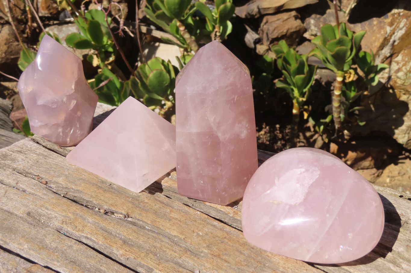 Polished Mixed Rose Quartz Items x 4 From Antsirabe, Madagascar - Toprock Gemstones and Minerals 