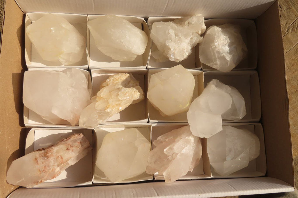 Natural Castle Quartz Specimens x 12 From Ivato, Madagascar - Toprock Gemstones and Minerals 