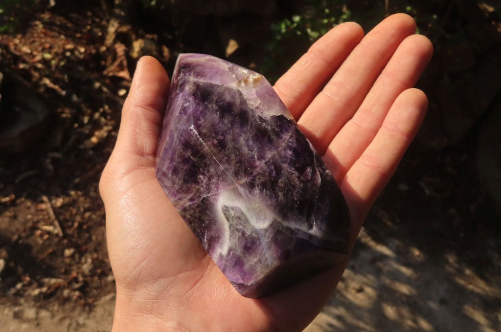 Polished Chevron Amethyst Points x 2 From Zambia - Toprock Gemstones and Minerals 