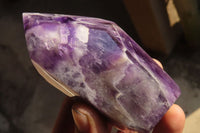Polished Chevron Amethyst Points x 2 From Zambia
