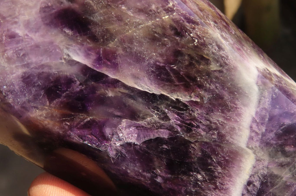 Polished Chevron Amethyst Points x 2 From Zambia - Toprock Gemstones and Minerals 
