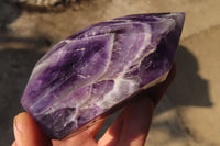 Polished Chevron Amethyst Points x 2 From Zambia