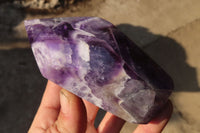 Polished Chevron Amethyst Points x 2 From Zambia