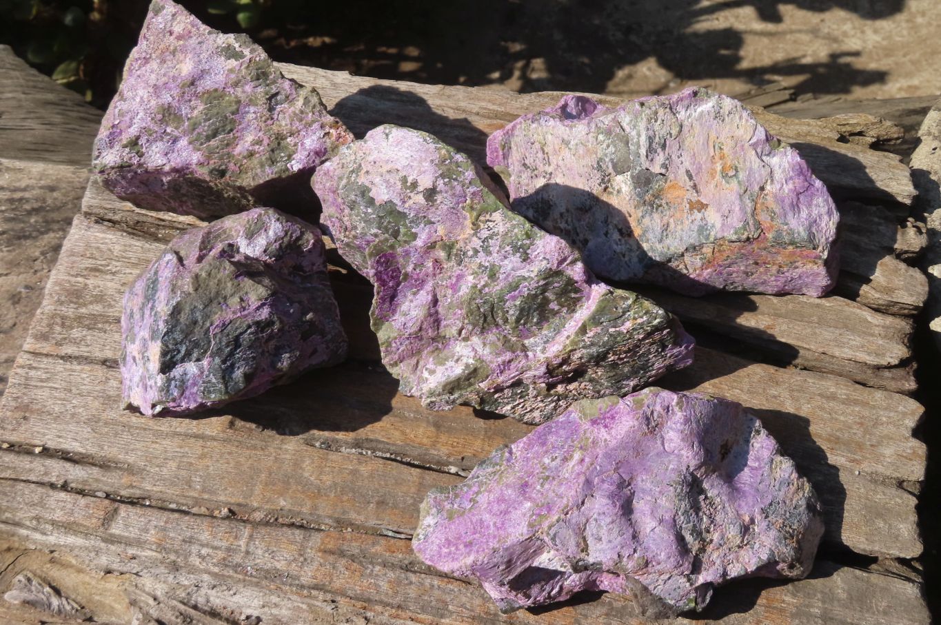 Natural Rough Stichtite & Serpentine Specimens x 5 From Barberton, South Africa - Toprock Gemstones and Minerals 