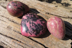 Polished Rhodonite Eggs & Heart x 3 From Ambindavato, Madagascar - Toprock Gemstones and Minerals 