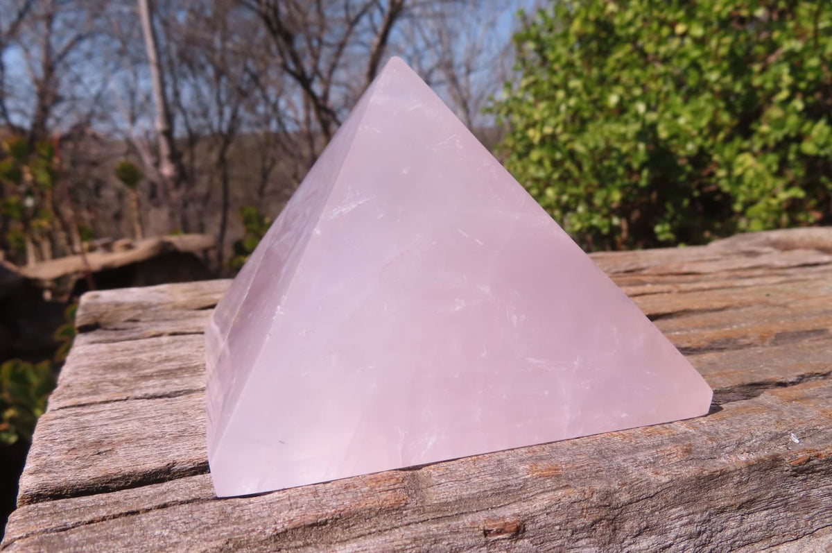 Polished Pink Rose Quartz Pyramids x 3 From Madagascar - Toprock Gemstones and Minerals 