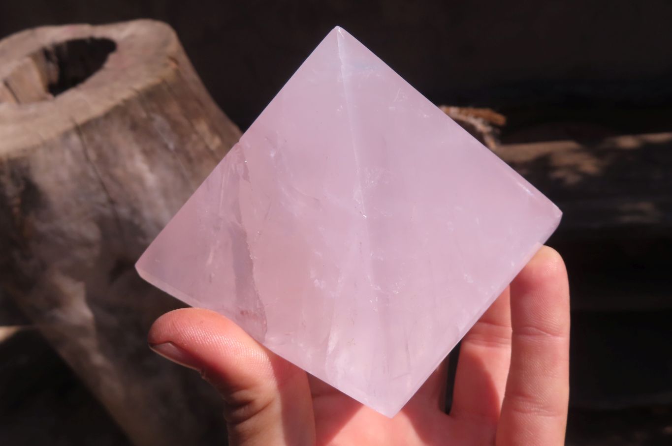 Polished Pink Rose Quartz Pyramids x 3 From Madagascar - Toprock Gemstones and Minerals 