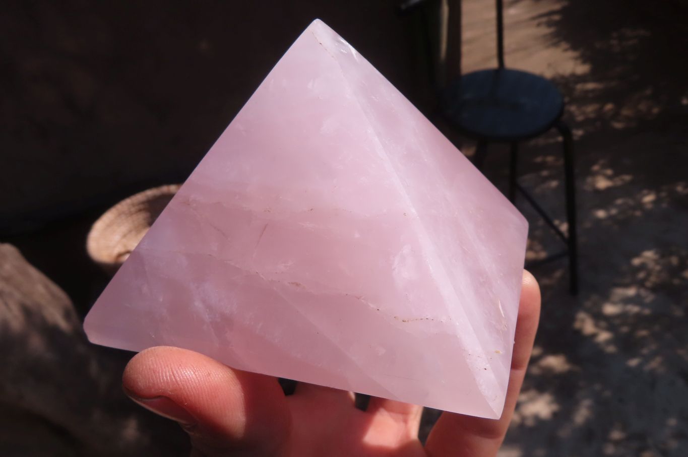 Polished Pink Rose Quartz Pyramids x 3 From Madagascar - Toprock Gemstones and Minerals 