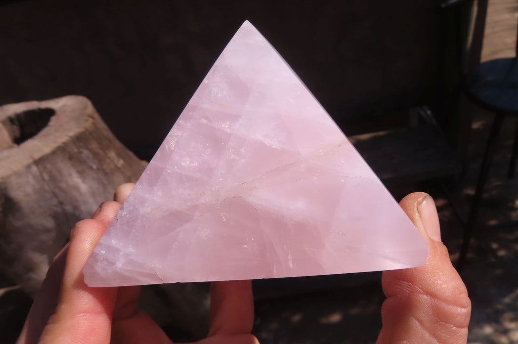 Polished Pink Rose Quartz Pyramids x 3 From Madagascar - Toprock Gemstones and Minerals 