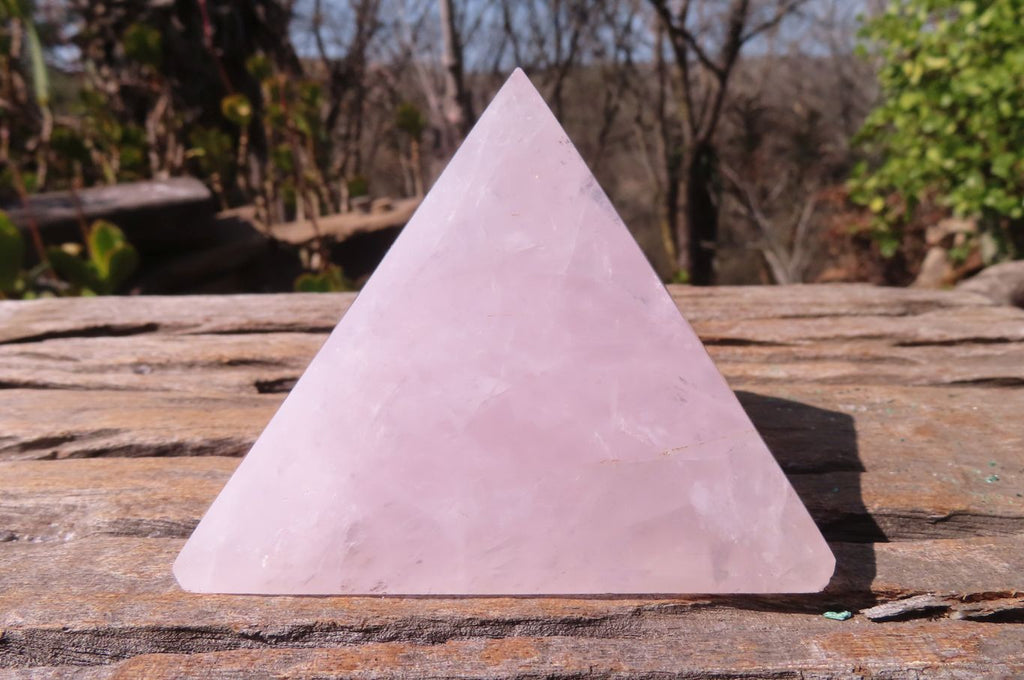 Polished Pink Rose Quartz Pyramids x 3 From Madagascar - Toprock Gemstones and Minerals 