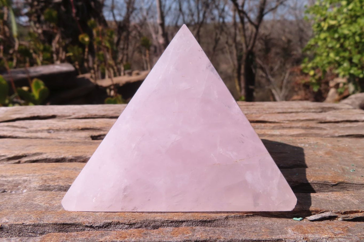 Polished Pink Rose Quartz Pyramids x 3 From Madagascar - Toprock Gemstones and Minerals 