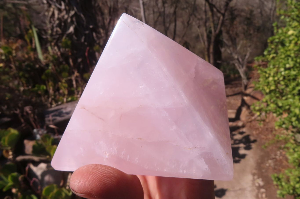 Polished Pink Rose Quartz Pyramids x 3 From Madagascar - Toprock Gemstones and Minerals 