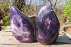 Polished Purple Lepidolite Standing Free Forms  x 2 From Zimbabwe - Toprock Gemstones and Minerals 