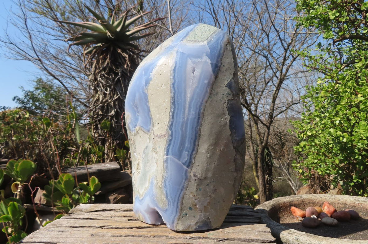 Polished Huge Blue Lace Agate Display Piece x 1 From Nsanje, Malawi - Toprock Gemstones and Minerals 