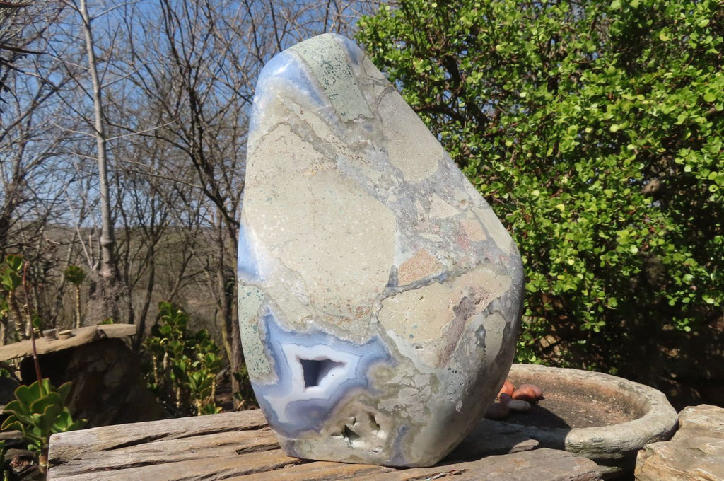 Polished Huge Blue Lace Agate Display Piece x 1 From Nsanje, Malawi - Toprock Gemstones and Minerals 