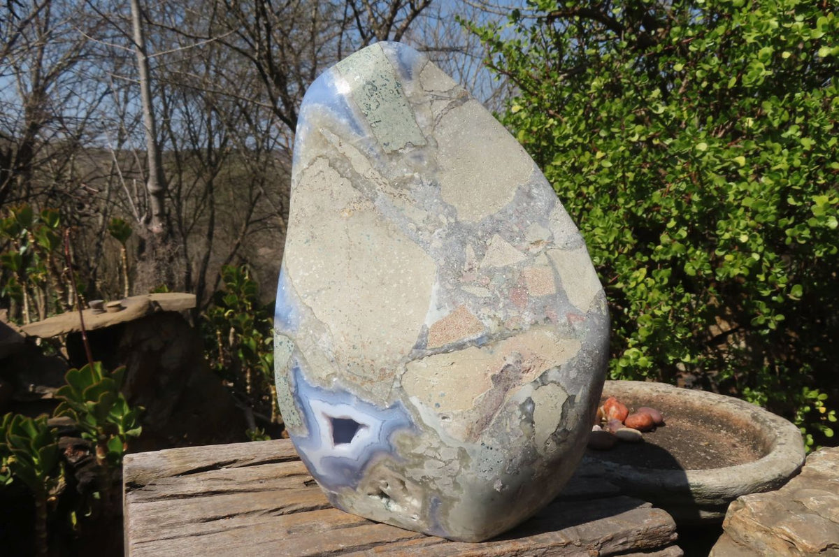 Polished Huge Blue Lace Agate Display Piece x 1 From Nsanje, Malawi - Toprock Gemstones and Minerals 