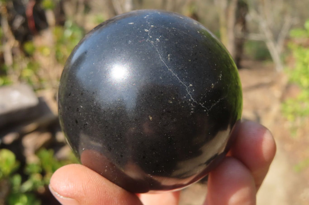 Polished Black Basalt Spheres  x 4 From Madagascar - Toprock Gemstones and Minerals 