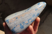 Polished Blue Spotted Spinel Quartz Standing Free Forms x 2 From Madagascar - Toprock Gemstones and Minerals 