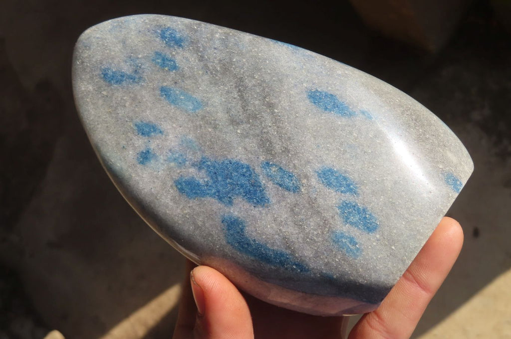Polished Blue Spotted Spinel Quartz Standing Free Forms x 2 From Madagascar - Toprock Gemstones and Minerals 