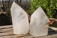 Polished Clear Quartz Crystal Points x 2 From Madagascar - Toprock Gemstones and Minerals 