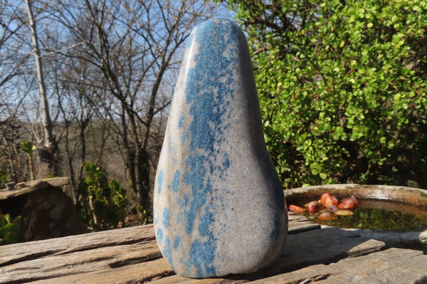 Polished Blue Spotted Spinel Quartz Standing Free Form x 1 From Madagascar - Toprock Gemstones and Minerals 