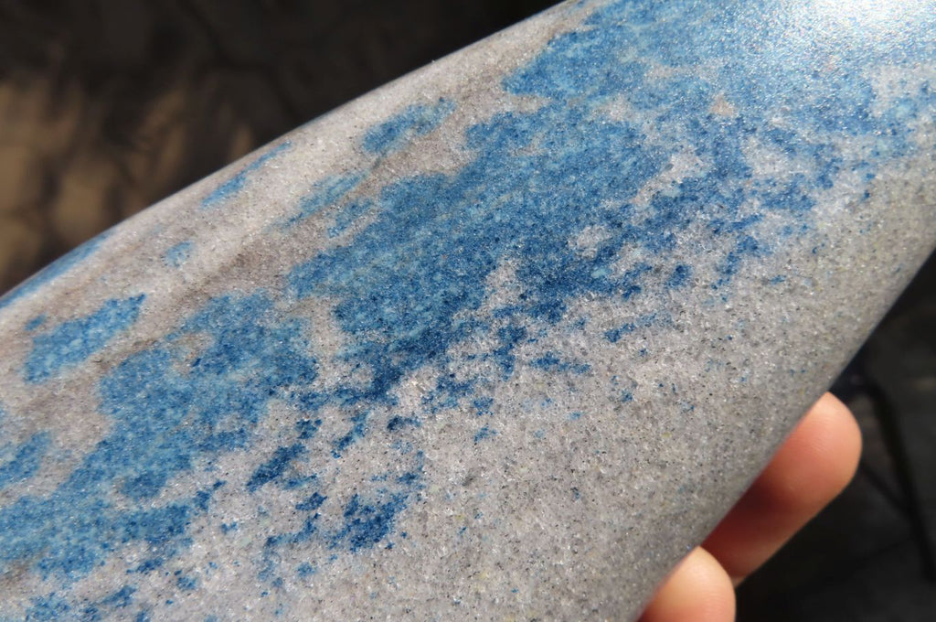 Polished Blue Spotted Spinel Quartz Standing Free Form x 1 From Madagascar - Toprock Gemstones and Minerals 