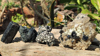 Natural Schorl Black Tourmaline Specimens x 6 From Erongo, Namibia - Toprock Gemstones and Minerals 