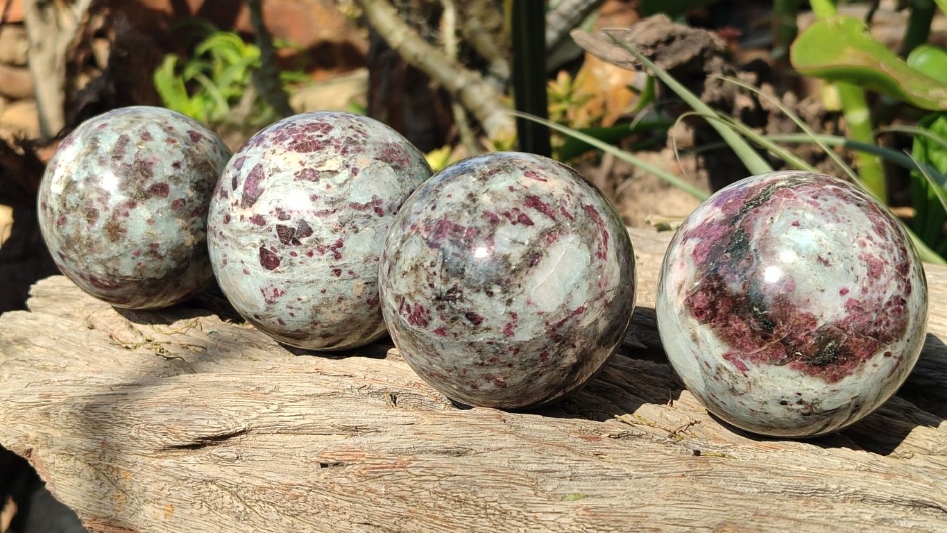Polished Rubellite Pink Tourmaline Spheres x 4 From Madagascar - Toprock Gemstones and Minerals 