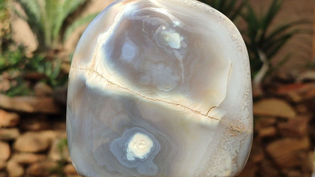 Polished Banded Agate Standing Free Forms  x 4 From West Coast, Madagascar - Toprock Gemstones and Minerals 
