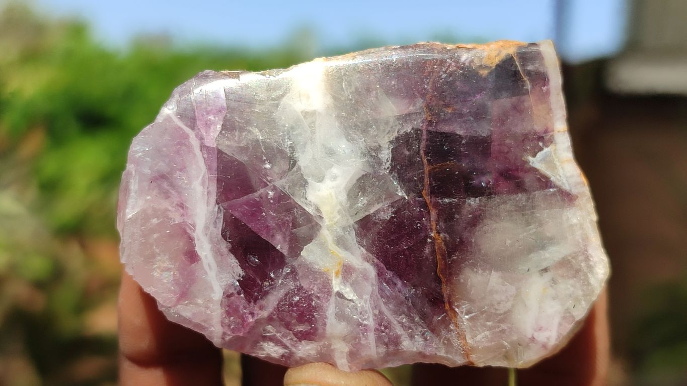 Polished One Side Polished Watermelon Fluorite Pieces  x 12 From Uis, Namibia - Toprock Gemstones and Minerals 