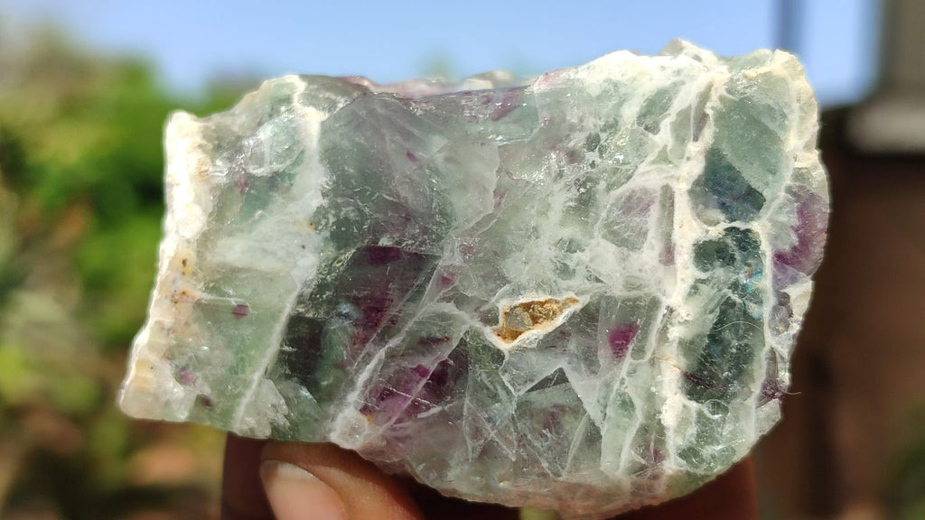 Polished One Side Polished Watermelon Fluorite Pieces  x 12 From Uis, Namibia - Toprock Gemstones and Minerals 