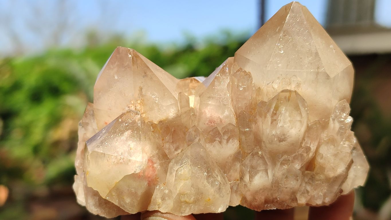 Natural Smokey Phantom Quartz Clusters x 6 From Luena, Congo - Toprock Gemstones and Minerals 