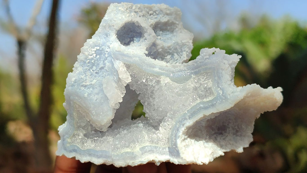 Natural Etched Blue Chalcedony Specimens  x 6 From Nsanje, Malawi - Toprock Gemstones and Minerals 