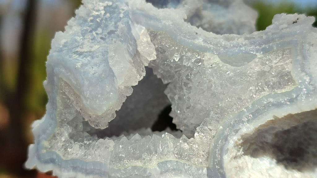 Natural Etched Blue Chalcedony Specimens  x 6 From Nsanje, Malawi - Toprock Gemstones and Minerals 