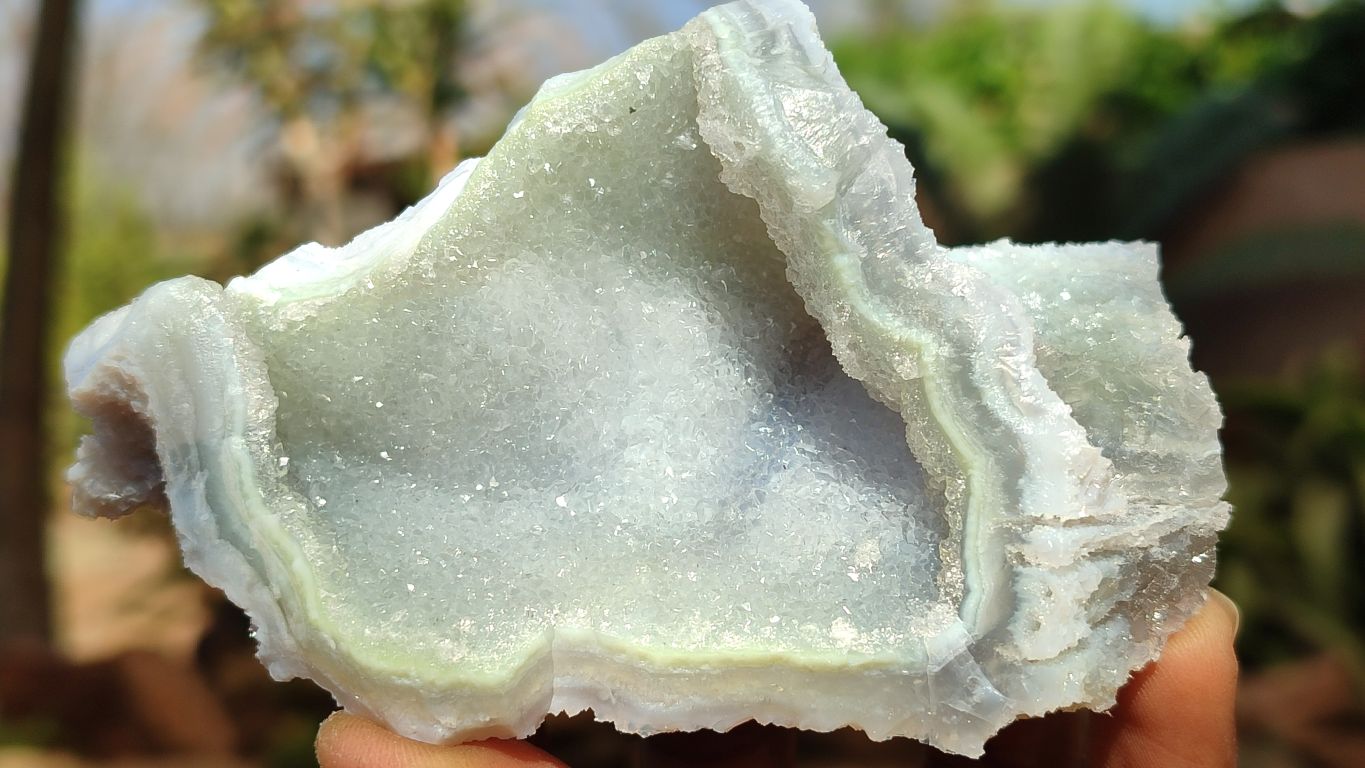 Natural Etched Blue Chalcedony Specimens  x 6 From Nsanje, Malawi - Toprock Gemstones and Minerals 