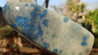 Polished Blue Spotted Spinel Quartz Standing Free Forms x 2 From Madagascar - Toprock Gemstones and Minerals 