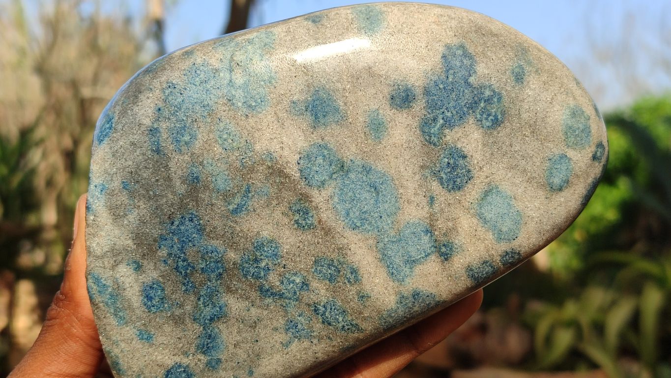 Polished Blue Spotted Spinel Quartz Standing Free Forms x 2 From Madagascar - Toprock Gemstones and Minerals 