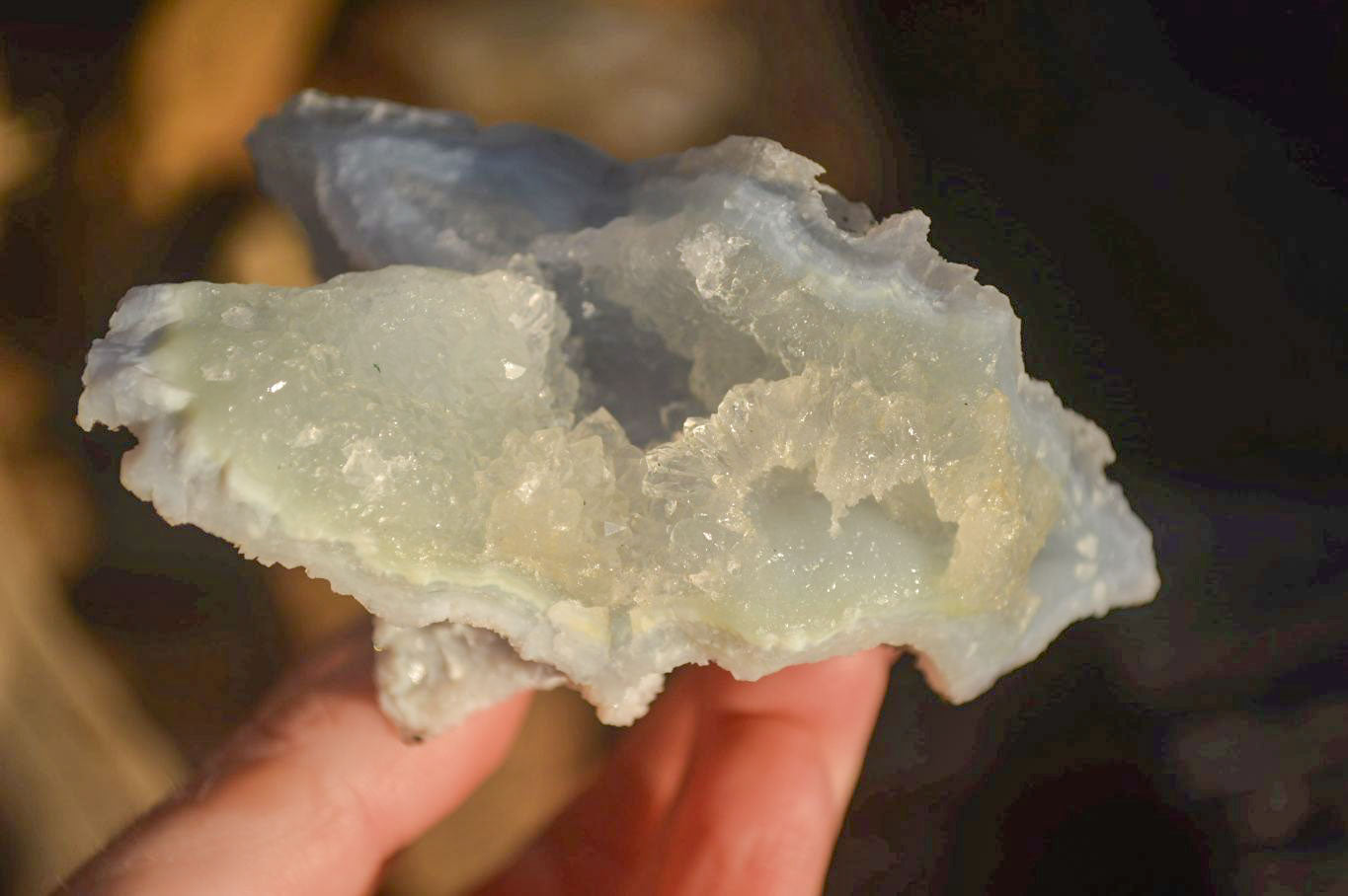 Natural Etched Blue Chalcedony Specimens  x 6 From Nsanje, Malawi - Toprock Gemstones and Minerals 