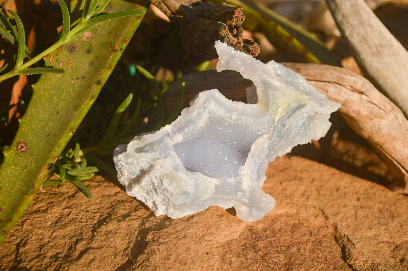 Natural Etched Blue Chalcedony Specimens  x 6 From Nsanje, Malawi - Toprock Gemstones and Minerals 