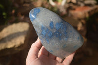 Polished Blue Spotted Spinel Quartz Standing Free Forms x 2 From Madagascar - Toprock Gemstones and Minerals 