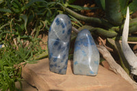Polished Blue Spotted Spinel Quartz Standing Free Forms x 2 From Madagascar - Toprock Gemstones and Minerals 