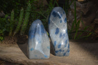 Polished Blue Spotted Spinel Quartz Standing Free Forms x 2 From Madagascar - Toprock Gemstones and Minerals 