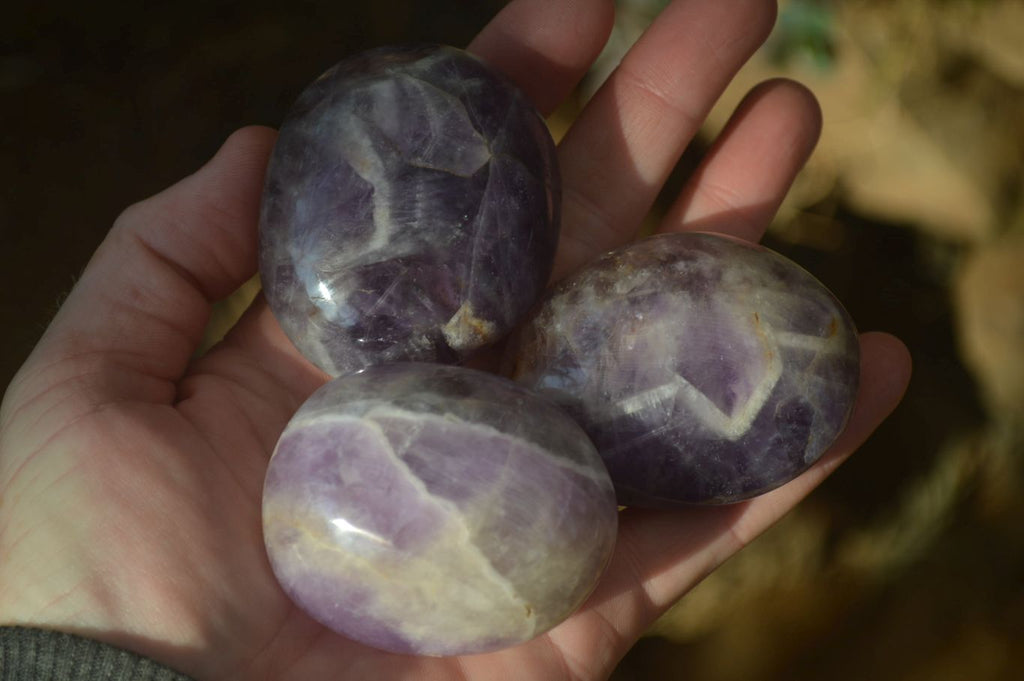 Polished Dream Amethyst Galet / Palm Stones x 12 From Madagascar - Toprock Gemstones and Minerals 